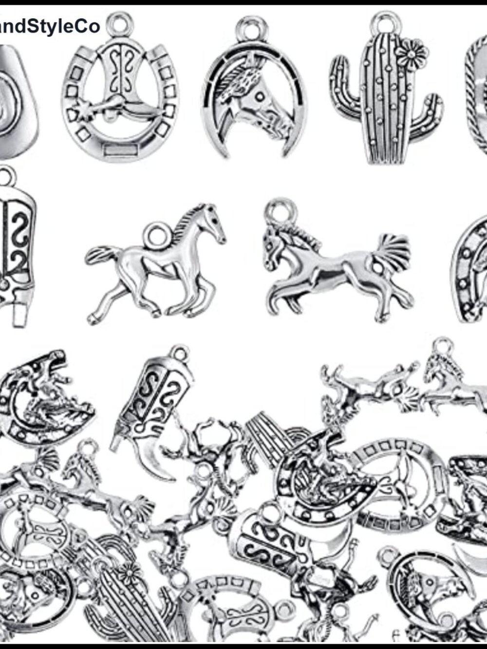 100pc Western Cowboy Charms Alloy Antique Silver Jewelry Making Bracelet